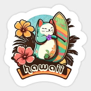 Chonky Kawaii Surf Kitty Sticker